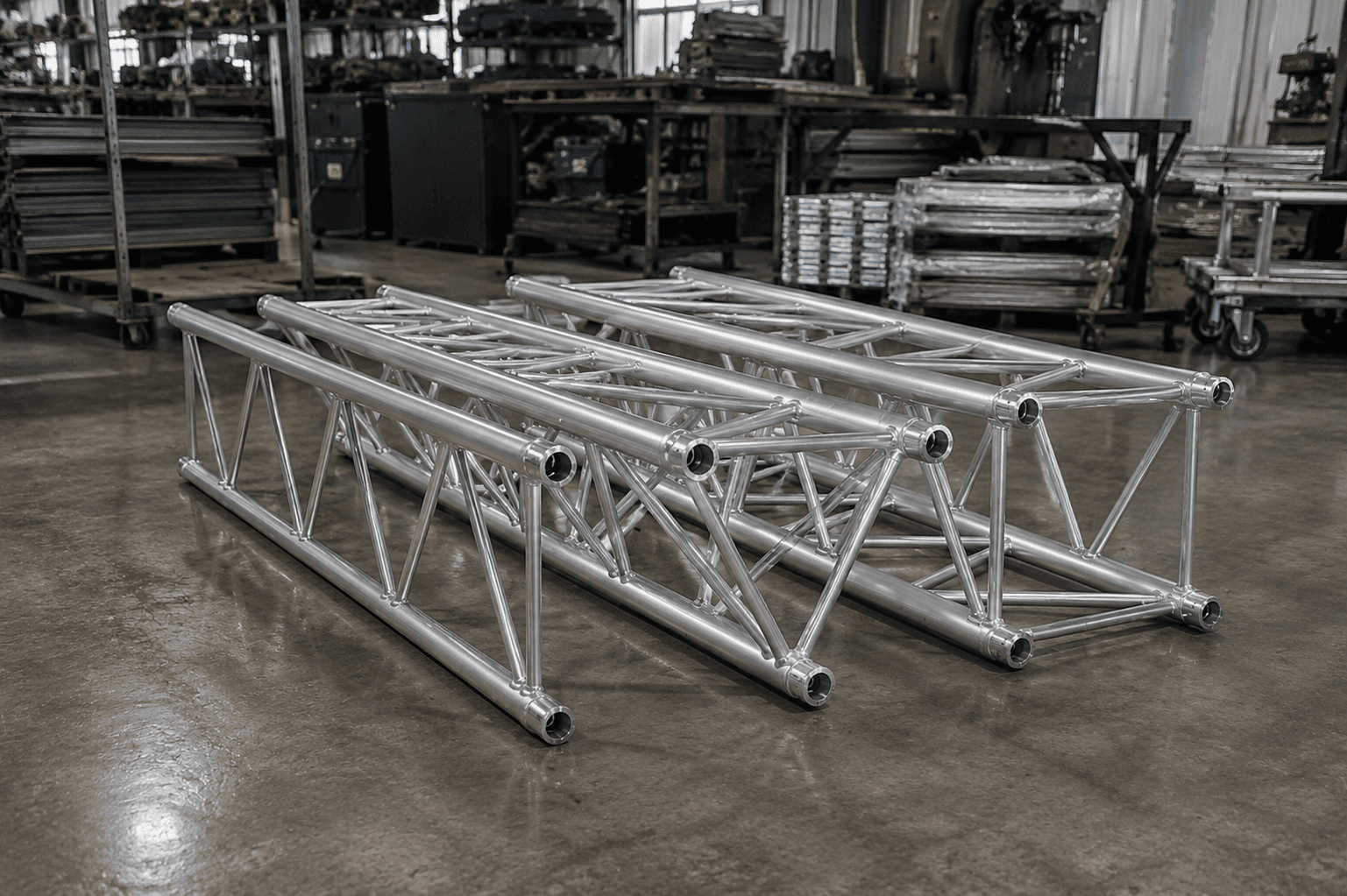Ladder, Triangular, and Square Truss Shapes Ladder, Triangular, and Square truss pieces shown side-by-side