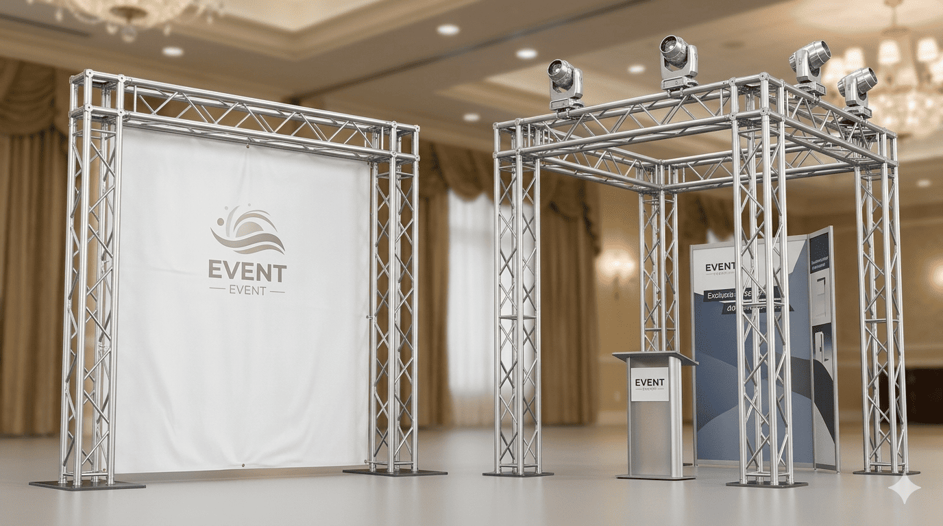 Goal Post vs. 4-Post Truss Systems A comparison of a goal post and a 4-post truss system at an event